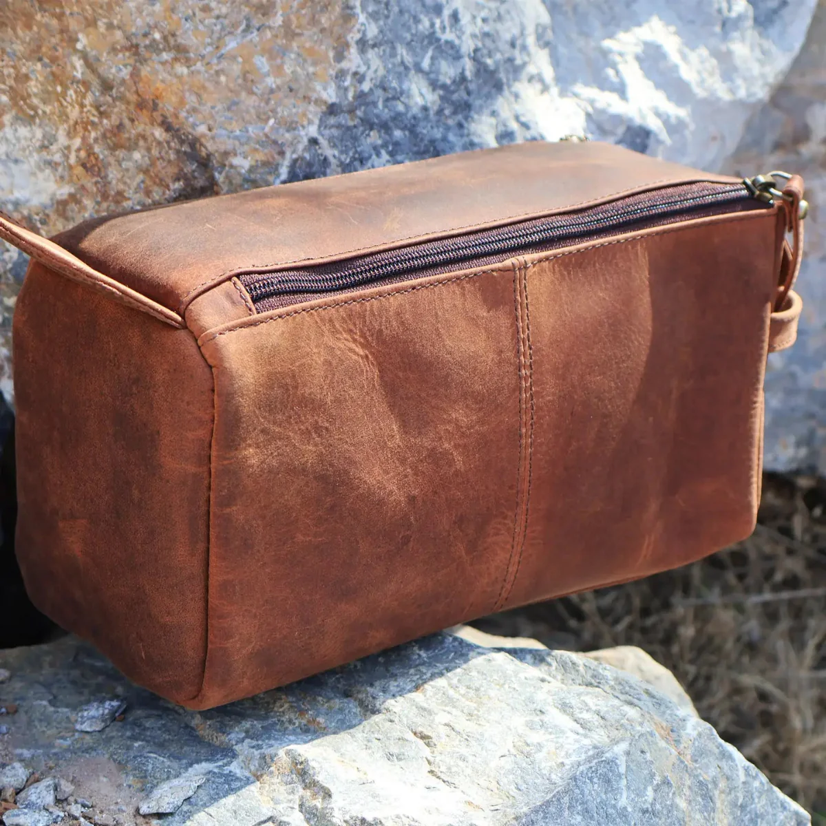 Billion Brothers Buffalo Leather Toiletry Bag Dopp Kit - Image 2