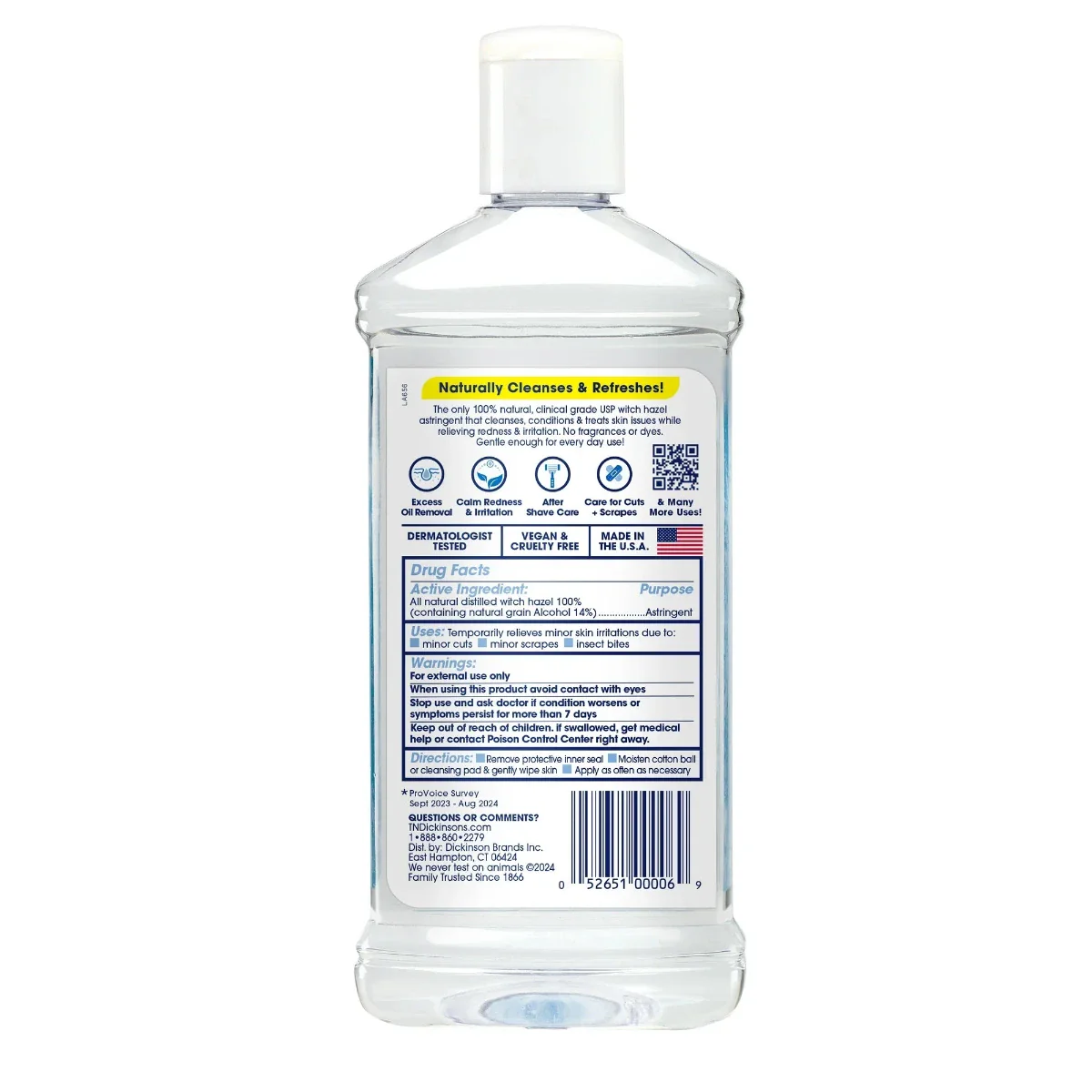 Dickinson's Witch Hazel Astringent Face & Body Toner 16oz - Image 2