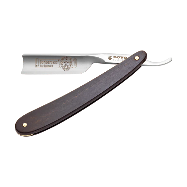 Dovo - Barbarossa Carbon Steel 5/8 Straight Razor - Black Ebony Wood Handle - Spanish Point