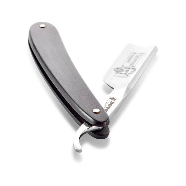 Dovo - Barbarossa Carbon Steel 5/8 Straight Razor - Black Ebony Wood Handle - Spanish Point - Image 2