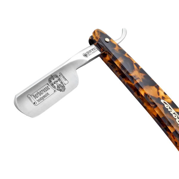 Dovo - Barbarossa Carbon Steel 5/8 Straight Razor - Faux Tortoise Shell Handle - Round Point - Image 3