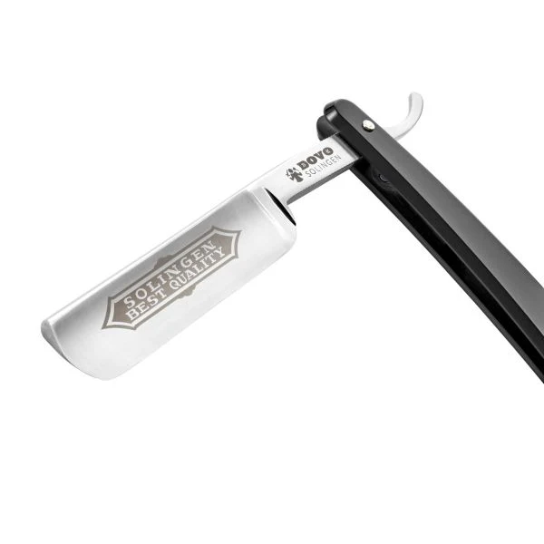 Dovo - 100 Carbon Steel 5/8 Straight Razor - Black PMMA Handle - Round Point - Image 3