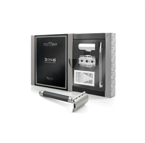Edwin Jagger - 3ONE6 Stainless Steel Gunmetal Double Edge Safety Razor - DESSGA5BL - Image 3
