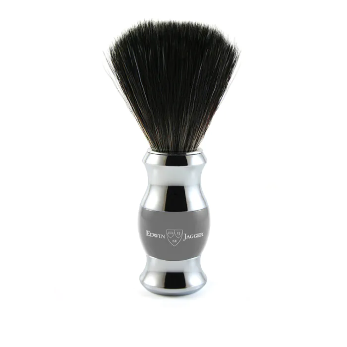 Edwin Jagger Light Grey & Chrome Plated Shaving Brush (Synthetic Fibre) 21SB379CR