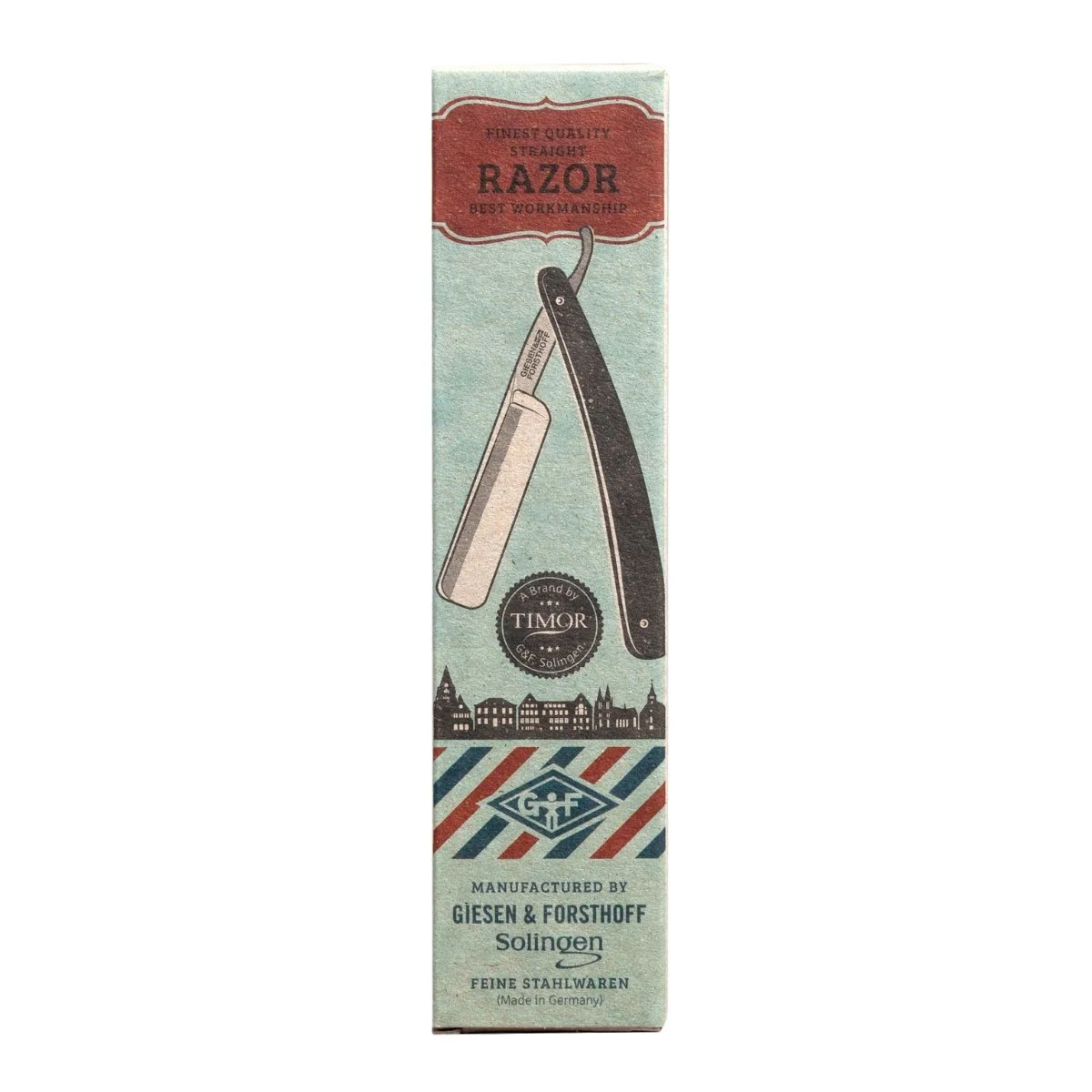G&F Timor Solingen Wappen Straight Razor 6/8 Carbon Steel Marblewood Scales - Image 5