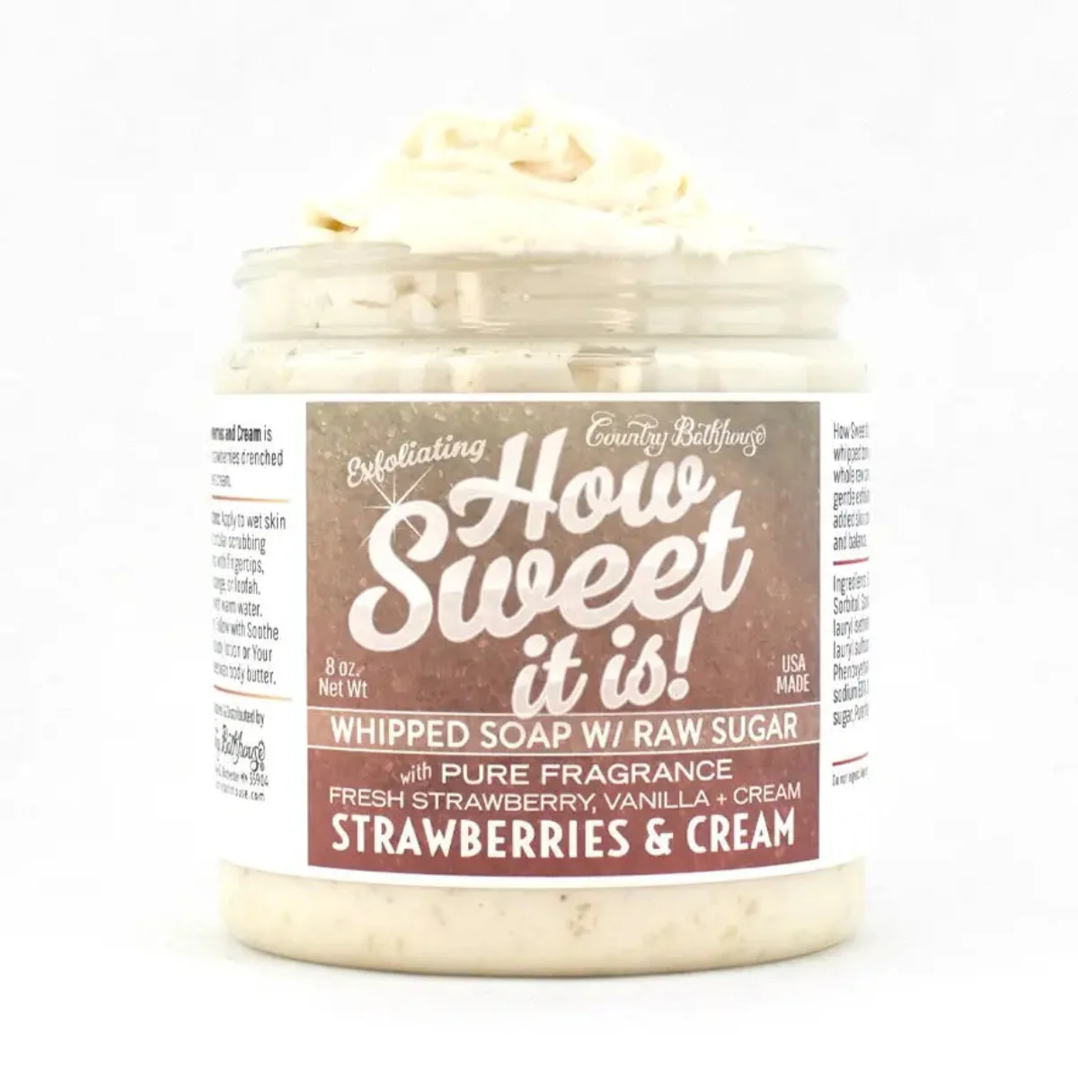 How Sweet It is Strawberries and Cream Whipped Soap with Raw Sugar 8oz