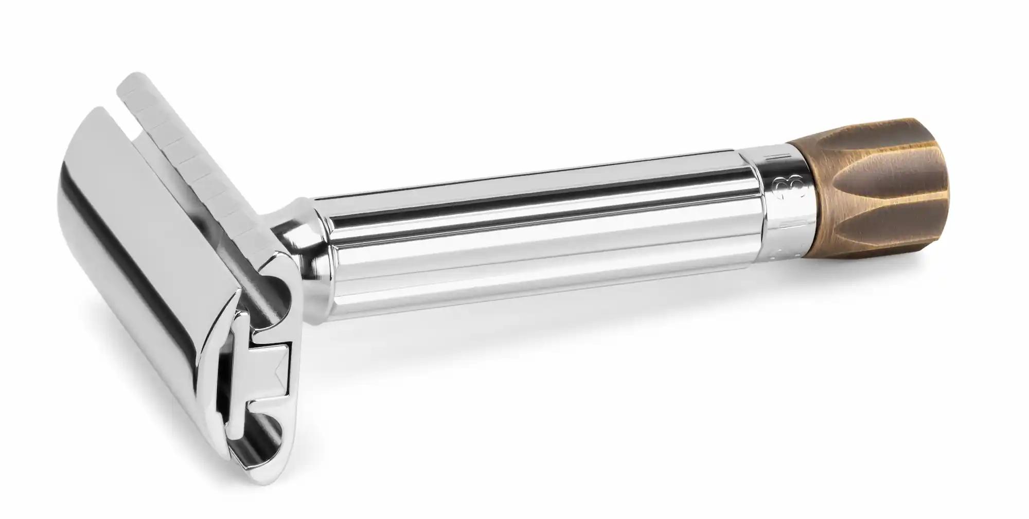 Merkur Progress Adjustable Double Edge Safety Razor Short Handle Antique Brass Knob - Image 4