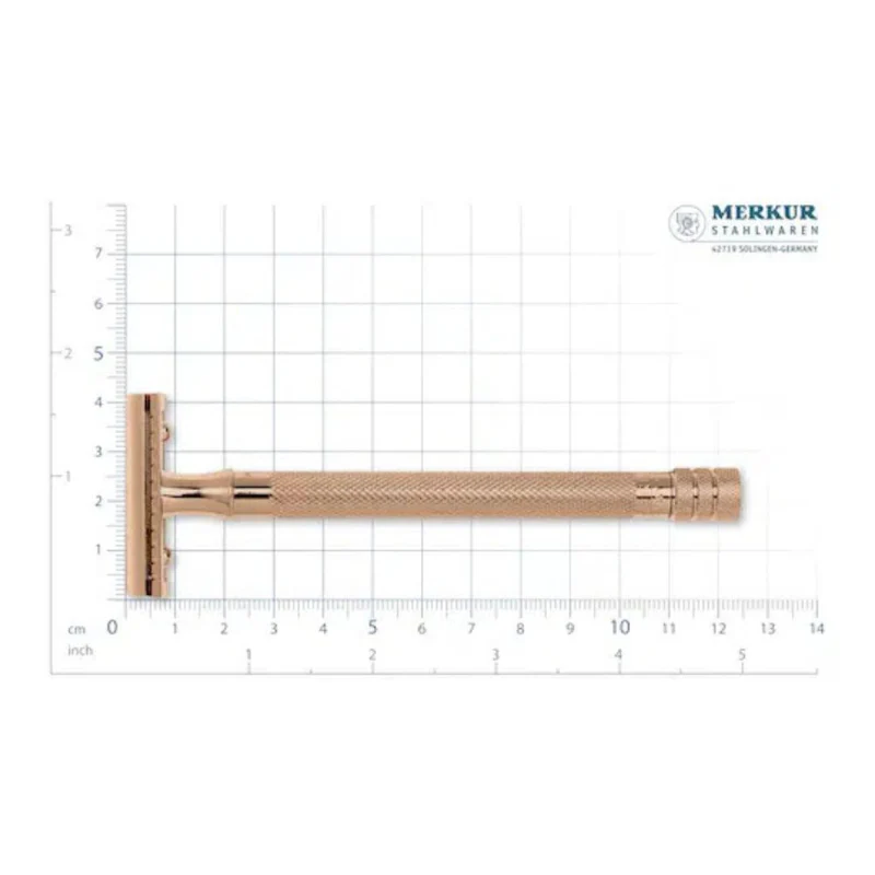 Merkur Rose Gold Extra Long Handle Double Edge Safety Razor Made in Germany - Image 4