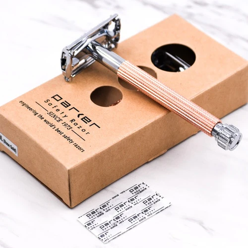 Parker - 29L Rose Gold Long Handle Butterfly Open Safety Razor - Image 2