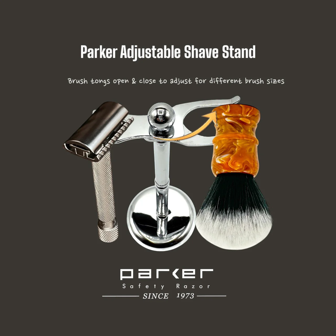 Parker - Adjustable Deluxe Chrome Razor & Brush Shave Stand - Image 4
