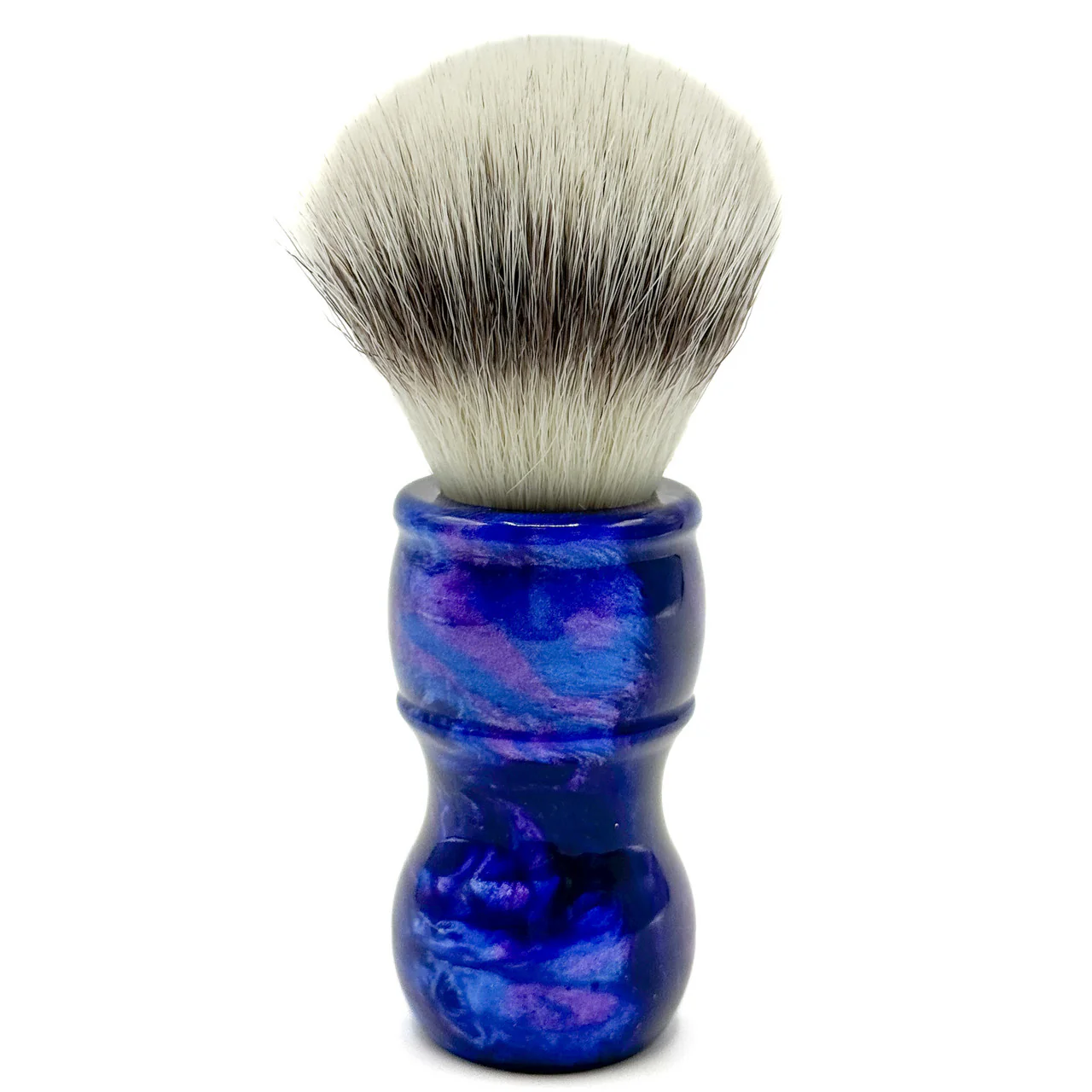 Parker Deluxe Iridescent Blue Handle Synthetic Shaving Brush & Stand
