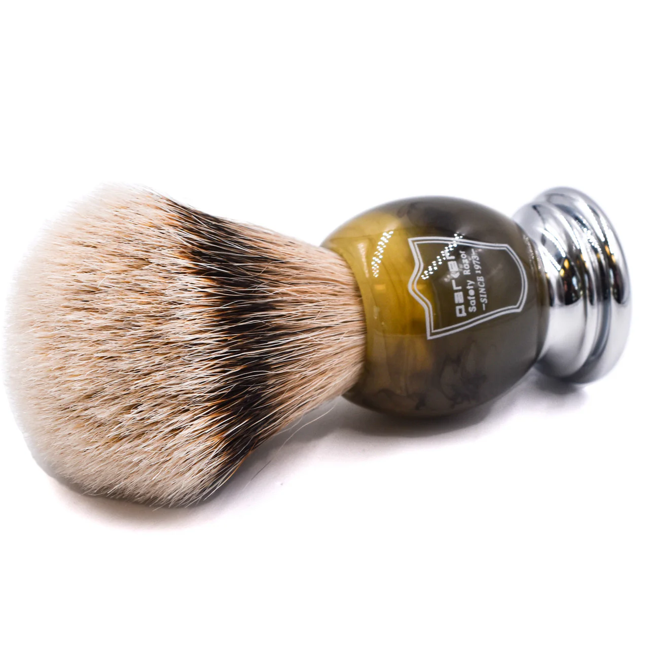 Parker Faux Horn Handle Silvertip Badger Shaving Brush and Stand - Image 4
