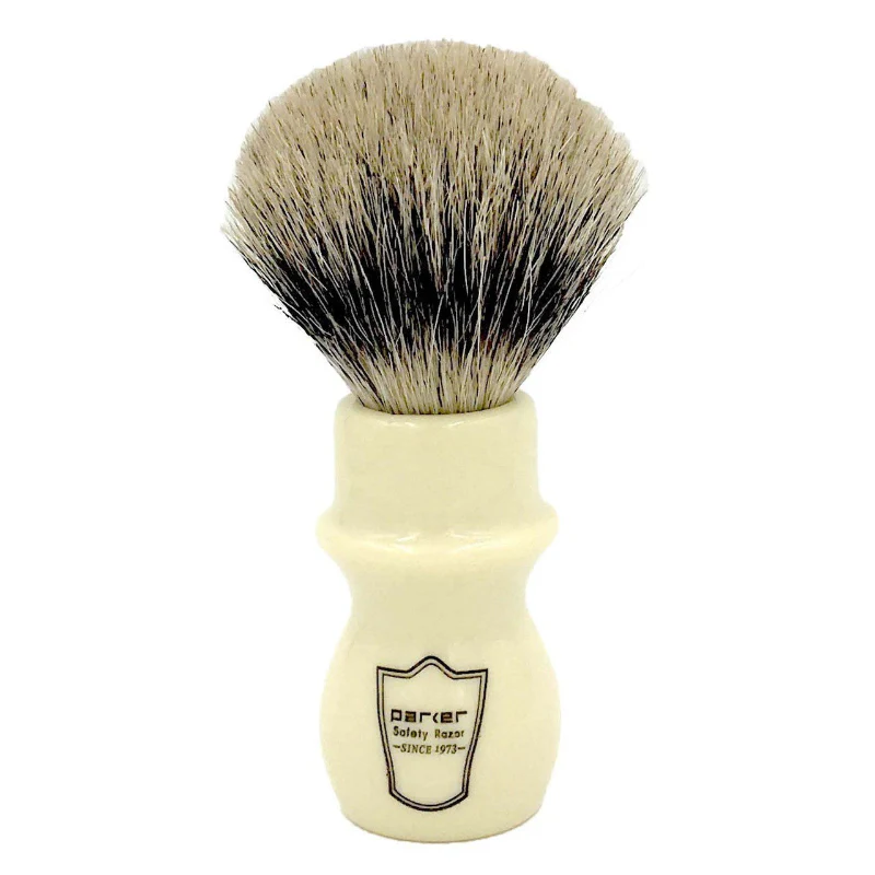 Parker Ivory Handle Deluxe Pure Badger Long Handle Shave Brush & Stand - Image 2
