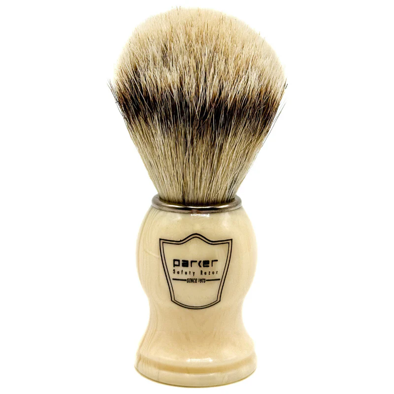 Parker Ivory Handle Silvertip Badger Shave Brush and Stand - Image 2