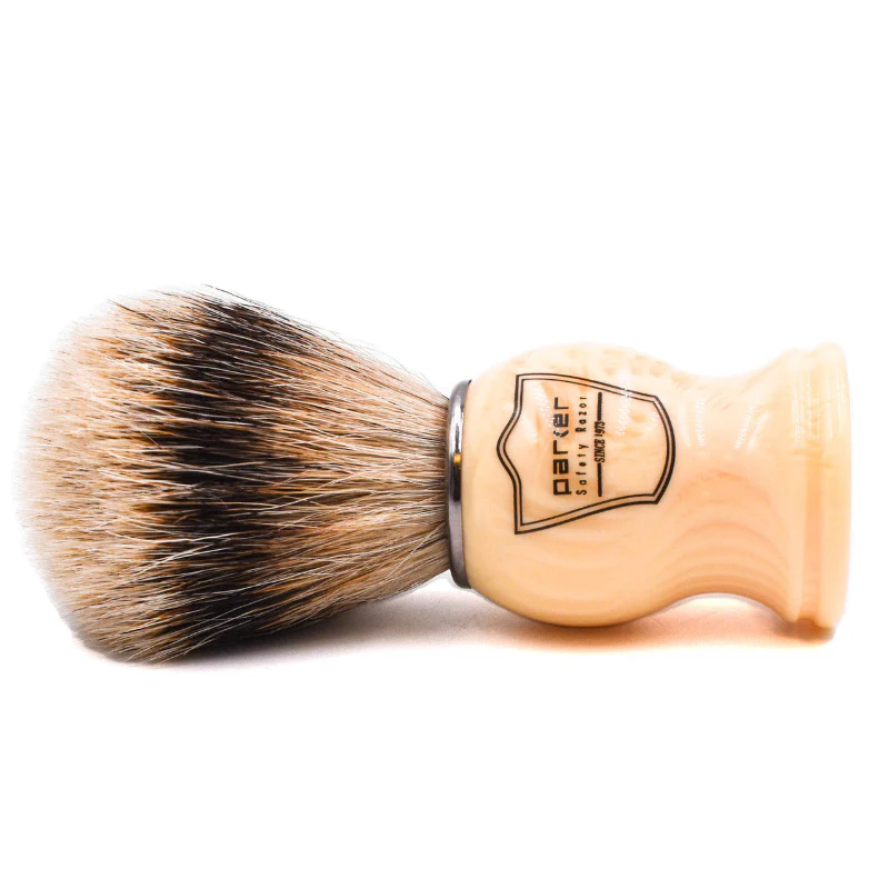 Parker Ivory Handle Silvertip Badger Shave Brush and Stand - Image 3