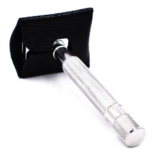 Parker - Leather Double Edge Safety Razor Travel Cover - Black - Image 4