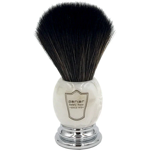 Parker Marbled Ivory Handle Synthetic Shaving Brush and Stand