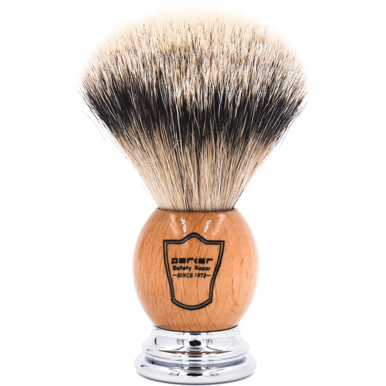 Parker Olivewood Handle Silvertip Badger Shaving Brush and Stand
