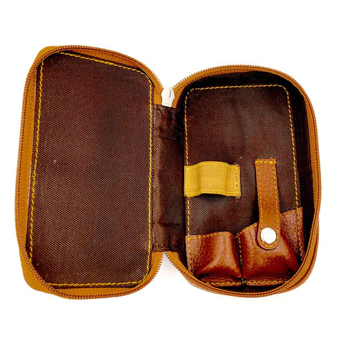 Parker - Saddle Brown Genuine Leather Safety Razor Travel Case - Image 2