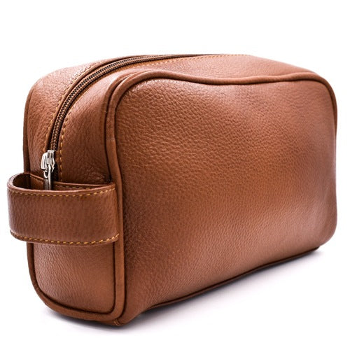 Parker - Saddle Brown Leather Toiletry Dopp Bag - Image 5