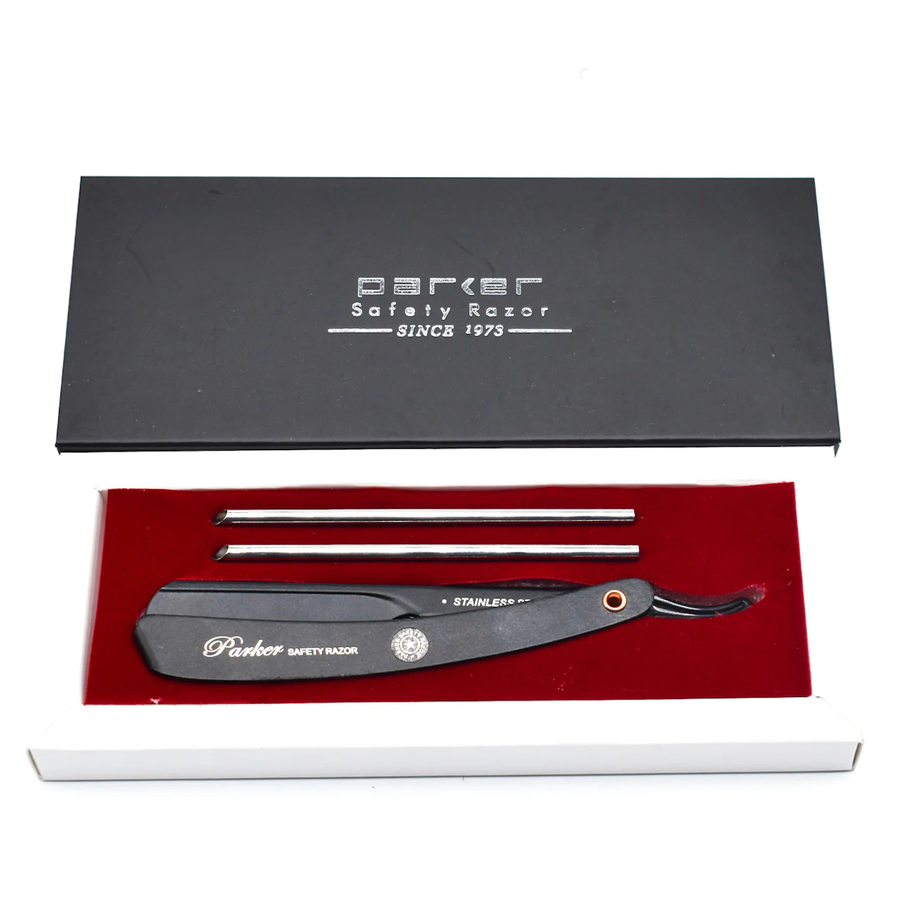 Parker - Stainless Steel Adjustable Black Handle Shavette Straight Razor - Image 2