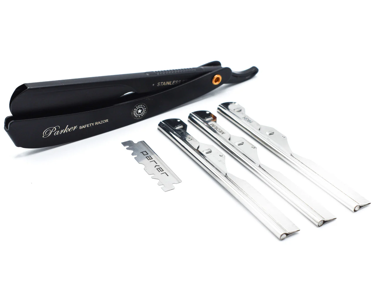 Parker - Stainless Steel Adjustable Black Handle Shavette Straight Razor - Image 3