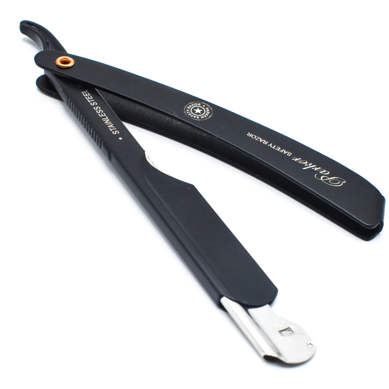 Parker - Stainless Steel Adjustable Black Handle Shavette Straight Razor - Image 4