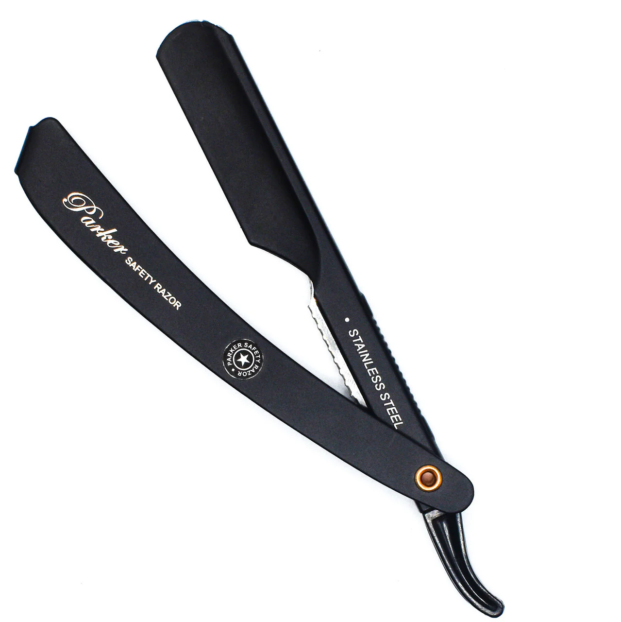Parker - Stainless Steel Adjustable Black Handle Shavette Straight Razor - Image 5