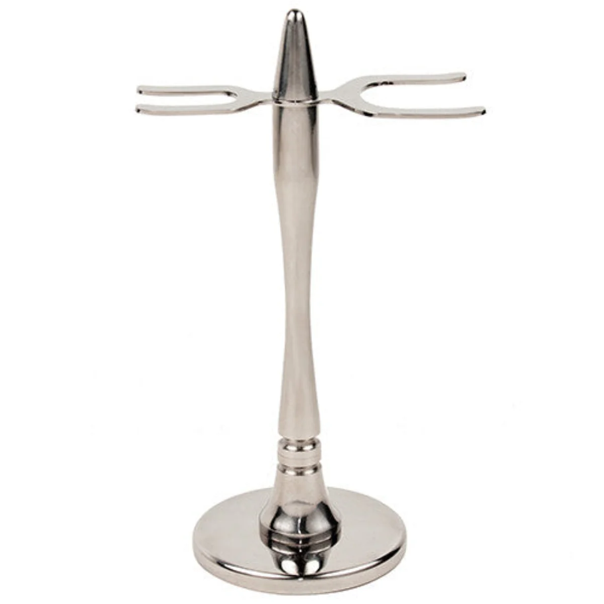 Parker Stainless Steel "Modern" 2 prong Razor & Brush Shave Stand