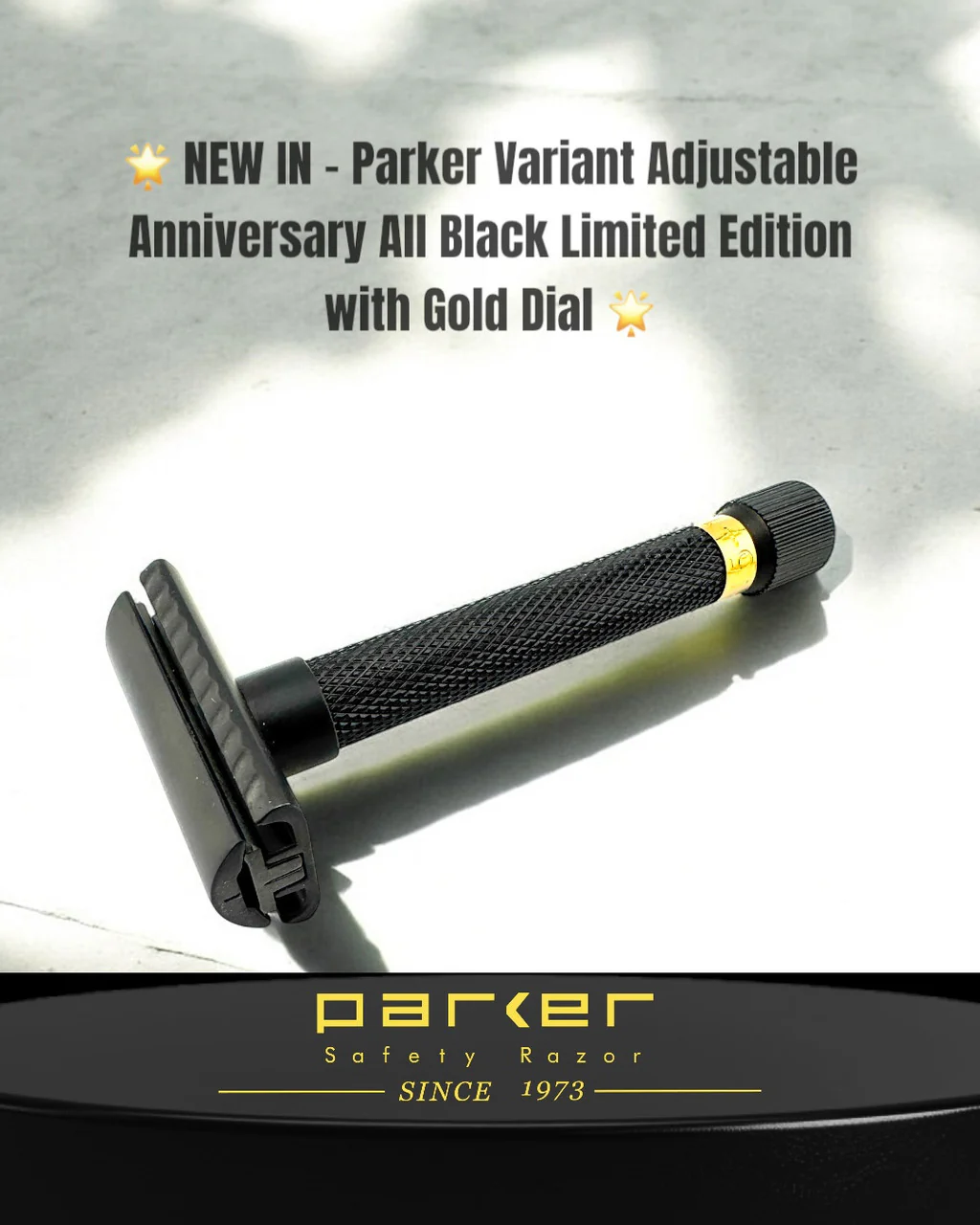 Parker Variant Adjustable Safety Razor Anniversary Edition Black and Gold - Image 4
