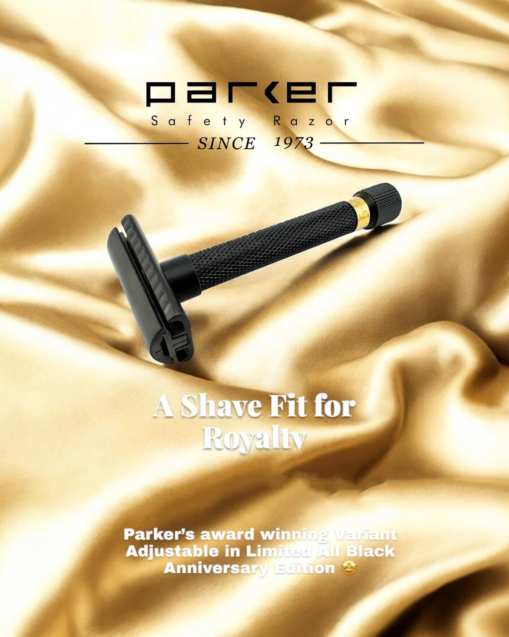 Parker Variant Adjustable Safety Razor Anniversary Edition Black and Gold - Image 5