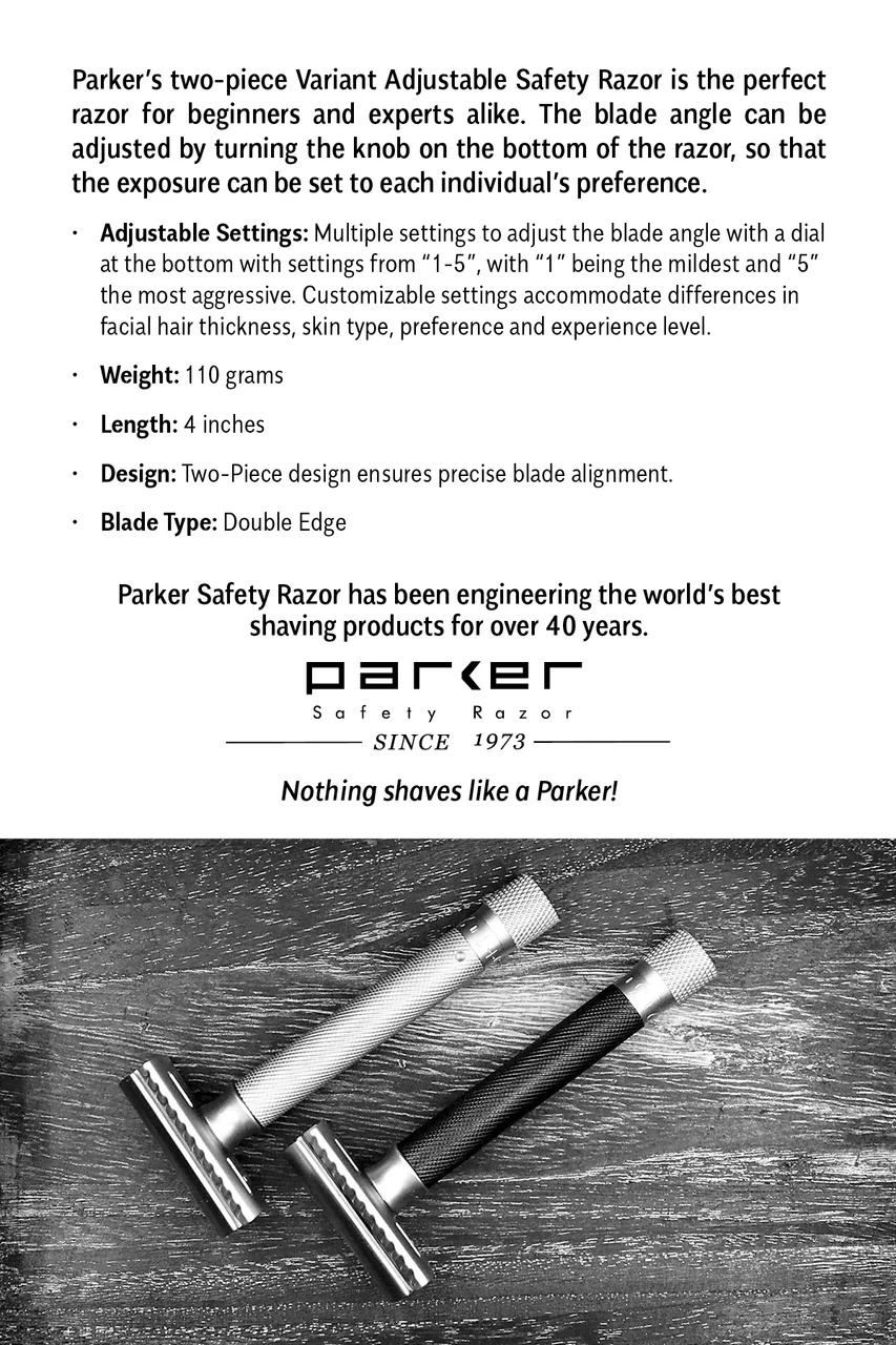 Parker - Variant Adjustable Safety Razor – Satin Chrome - Image 6