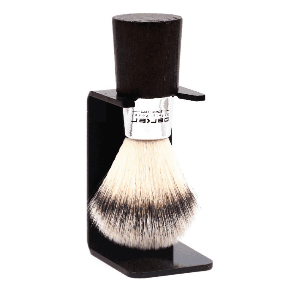 Parker Walnut & Chrome Handle Synthetic Shave Brush & Stand - Image 2