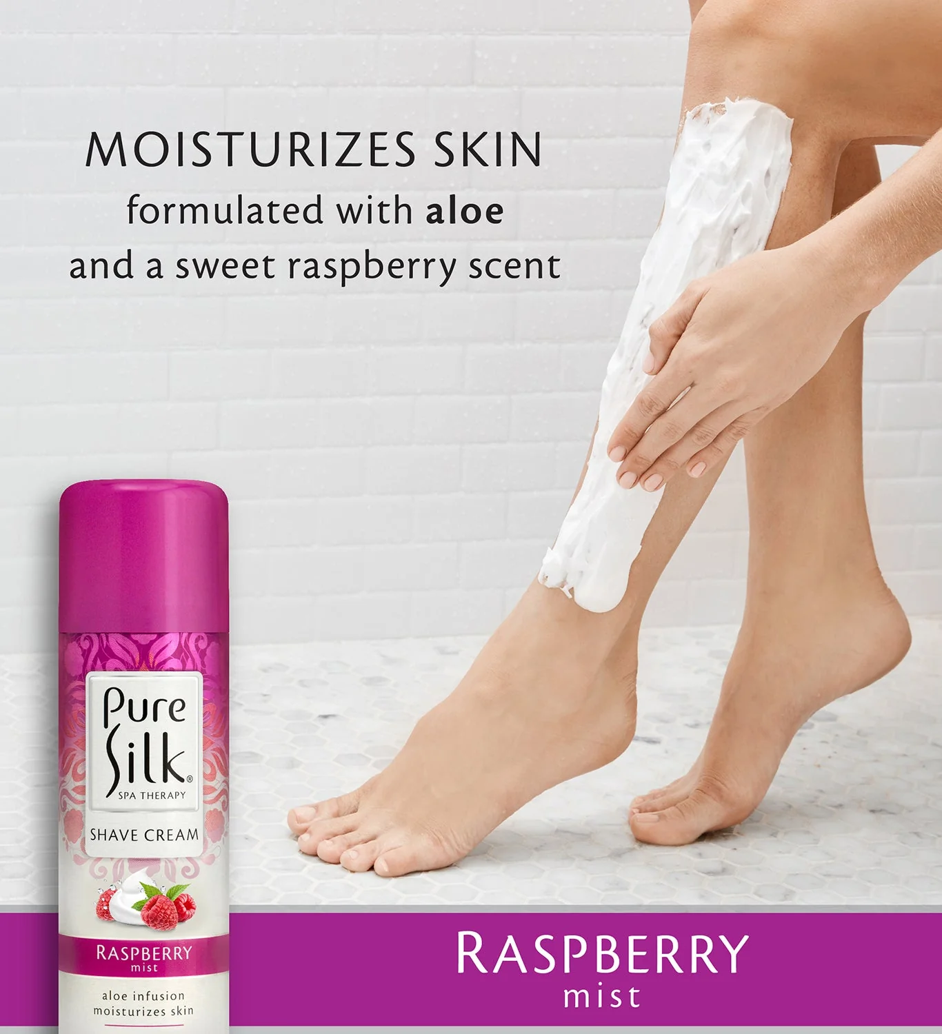 Pure Silk - Raspberry Mist Shave Cream - 7.25 Ounces - Image 4