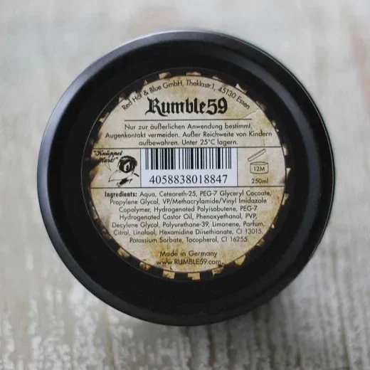 Rumble 59 Schmiere Water Based Pomade Rock-Hard Hold 250ml - Image 3