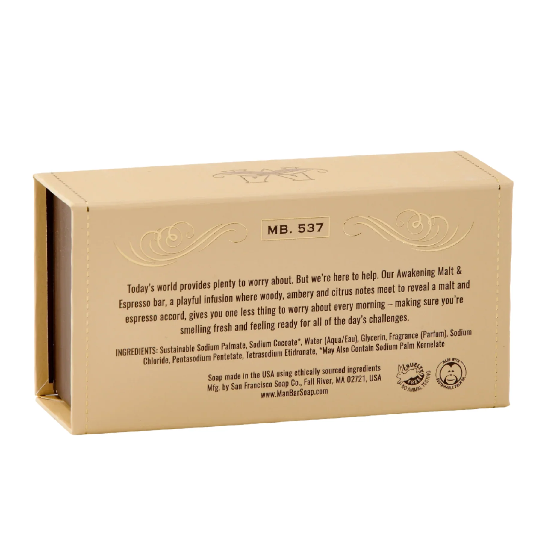 San Francisco Soap Company MAN BAR® Awakening Malt & Espresso 10oz - Image 3