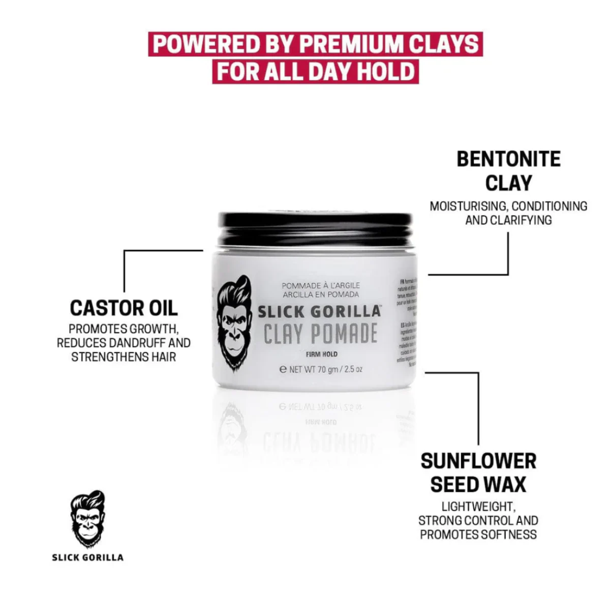 Slick Gorilla Clay Pomade 2.5oz - Image 3