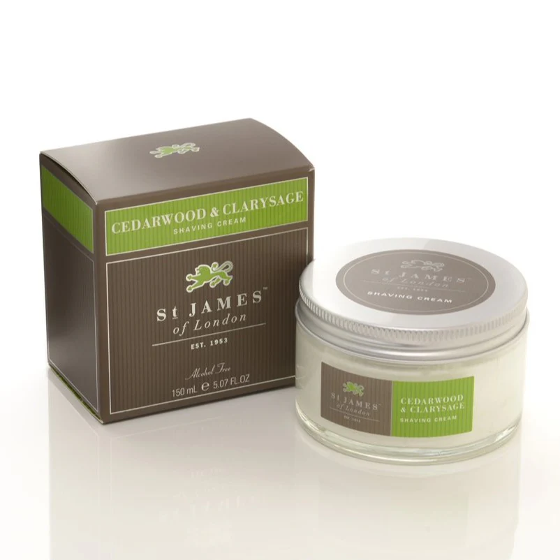 St. James of London - Cedarwood & Clarysage - Shaving Cream Jar