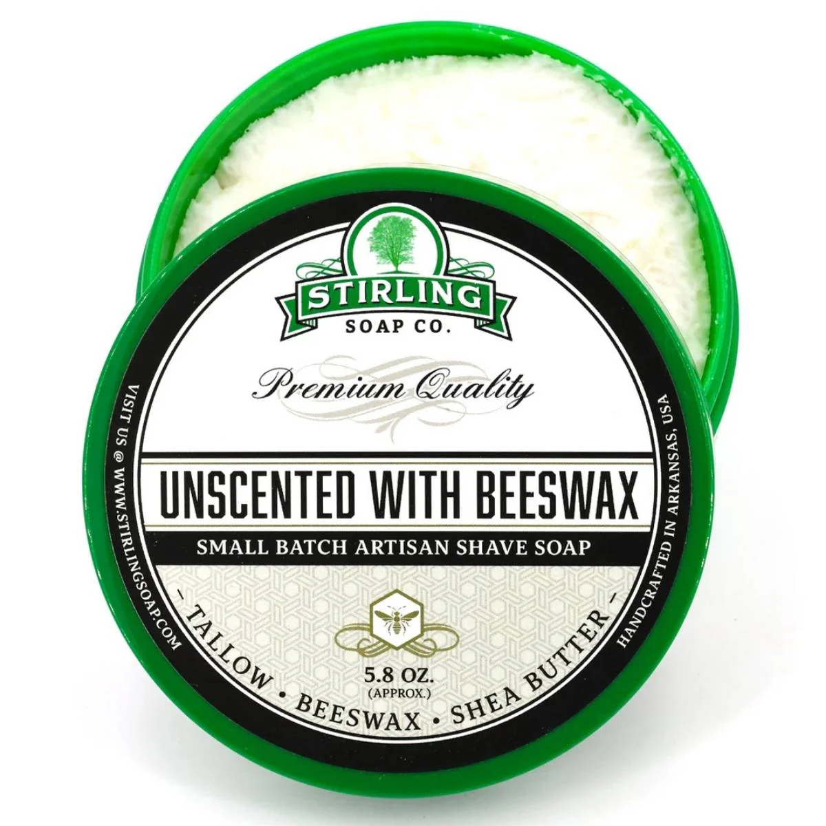 Stirling Soap Company Unscented With Beeswax Shave Soap 5.8oz