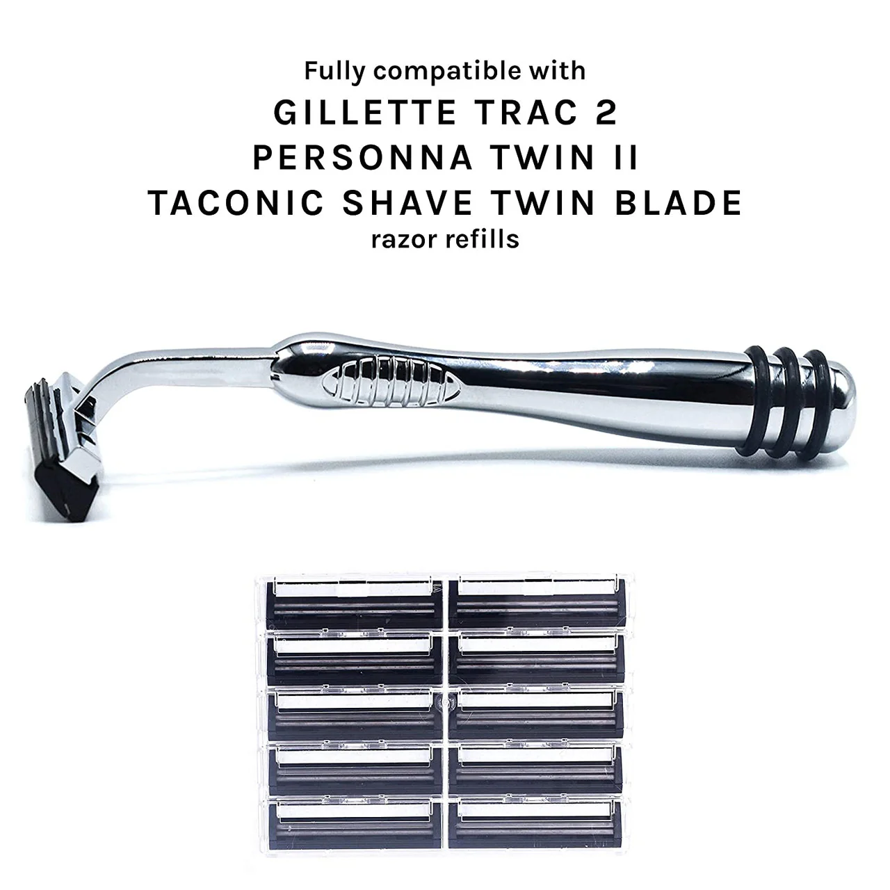 Taconic Shave Heavyweight Chrome Twin Trac 2 Compatible Razor - Image 3