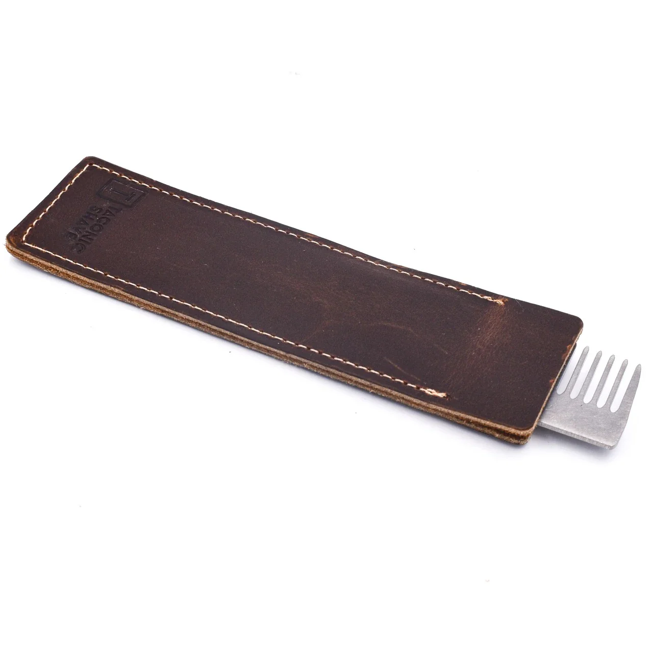 Taconic Shave Premium Stainless Steel Pocket Comb and Leather Case Made in USA - Image 5