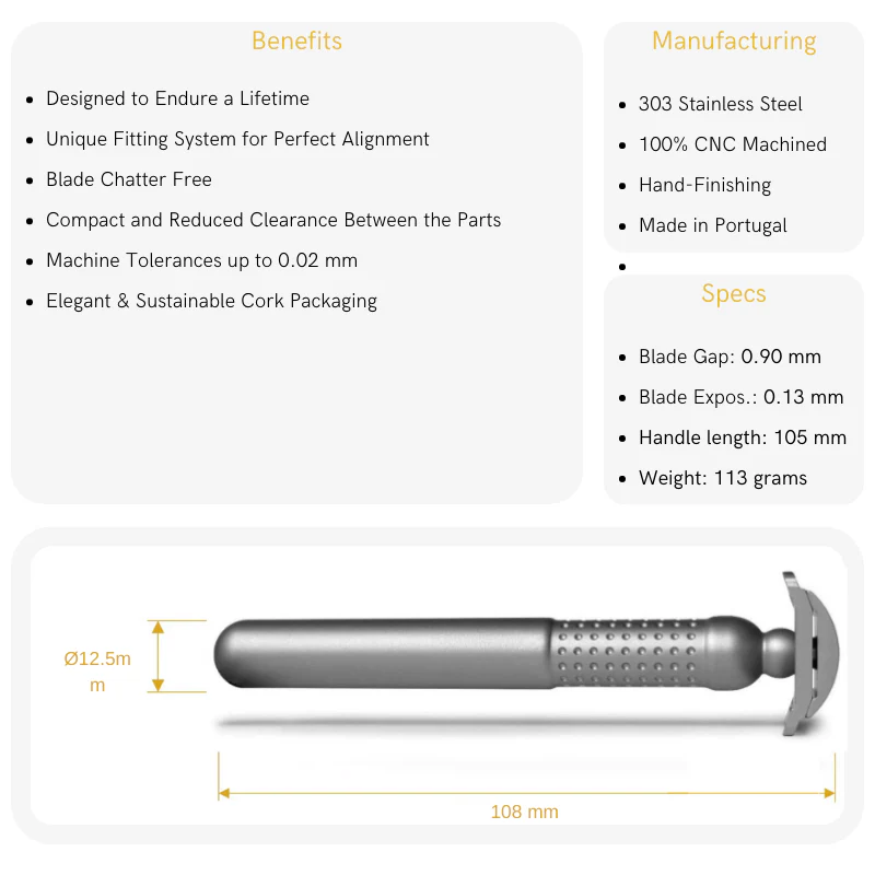 Tatara Masamune Nodachi Stainless Steel Open Comb Double Edge Safety Razor Dark - Image 5