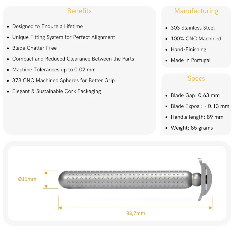 Tatara Masamune Stainless Steel Open Comb Double Edge Safety Razor Dark - Image 4