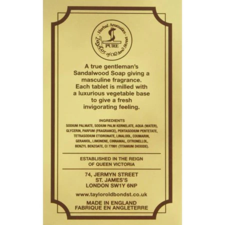 Taylor Of Old Bond Street Gentleman's Pure Vegetable Soap, Sandalwood, 200g - Image 3