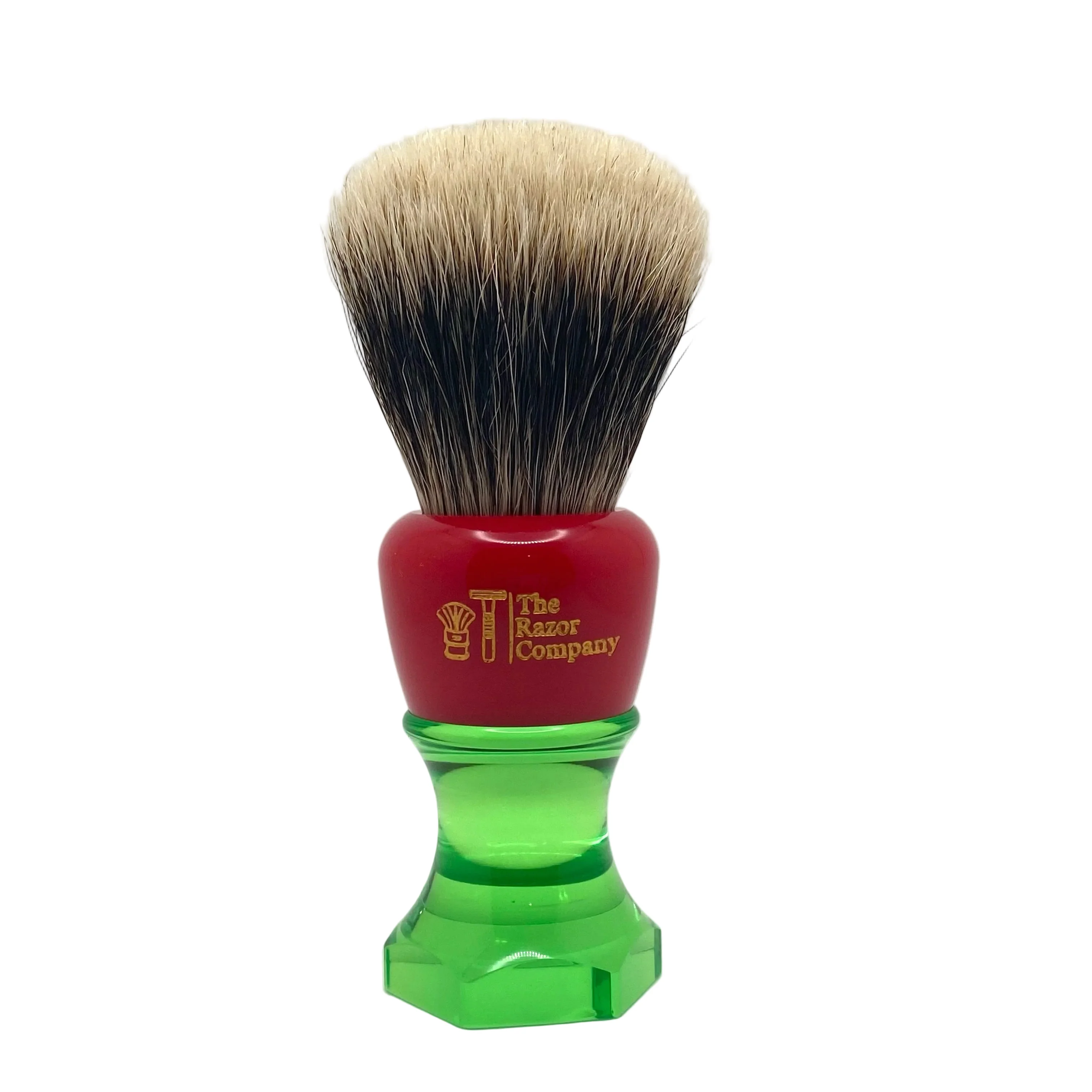 The Herald 26mm Shaving Brush Red & Green Resin Handle Choose Knot Type - Image 2