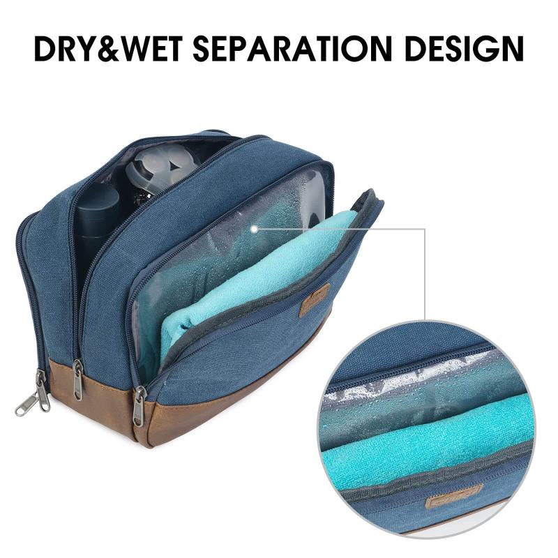Wandf -  Canvas Shaving and Grooming Travel Dopp Kit - Blue - Image 3