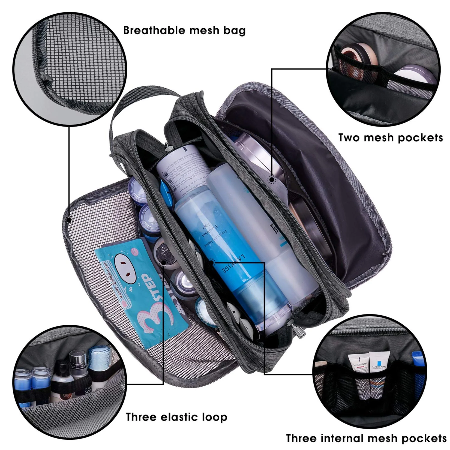 Wandf - Shaving and Grooming Travel Dopp Kit - Denim Grey - Image 3