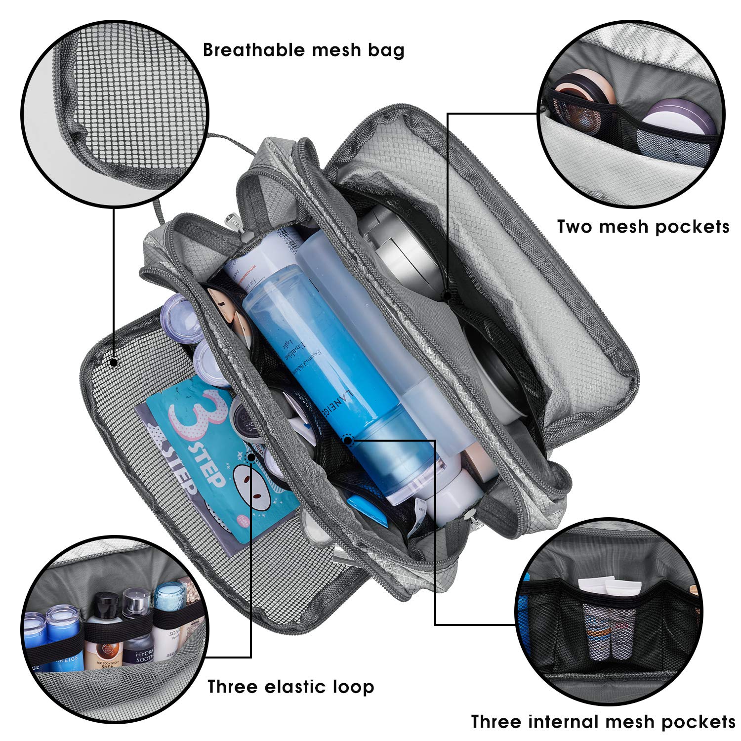 Wandf - Shaving and Grooming Travel Dopp Kit - Grey - Image 3