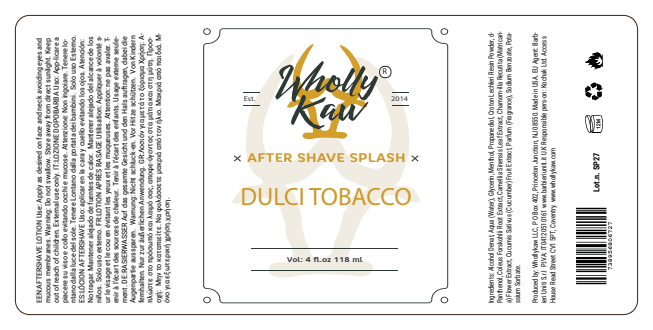 Wholly Kaw - Dulci Tobacco - Aftershave Splash - 4oz - Image 2